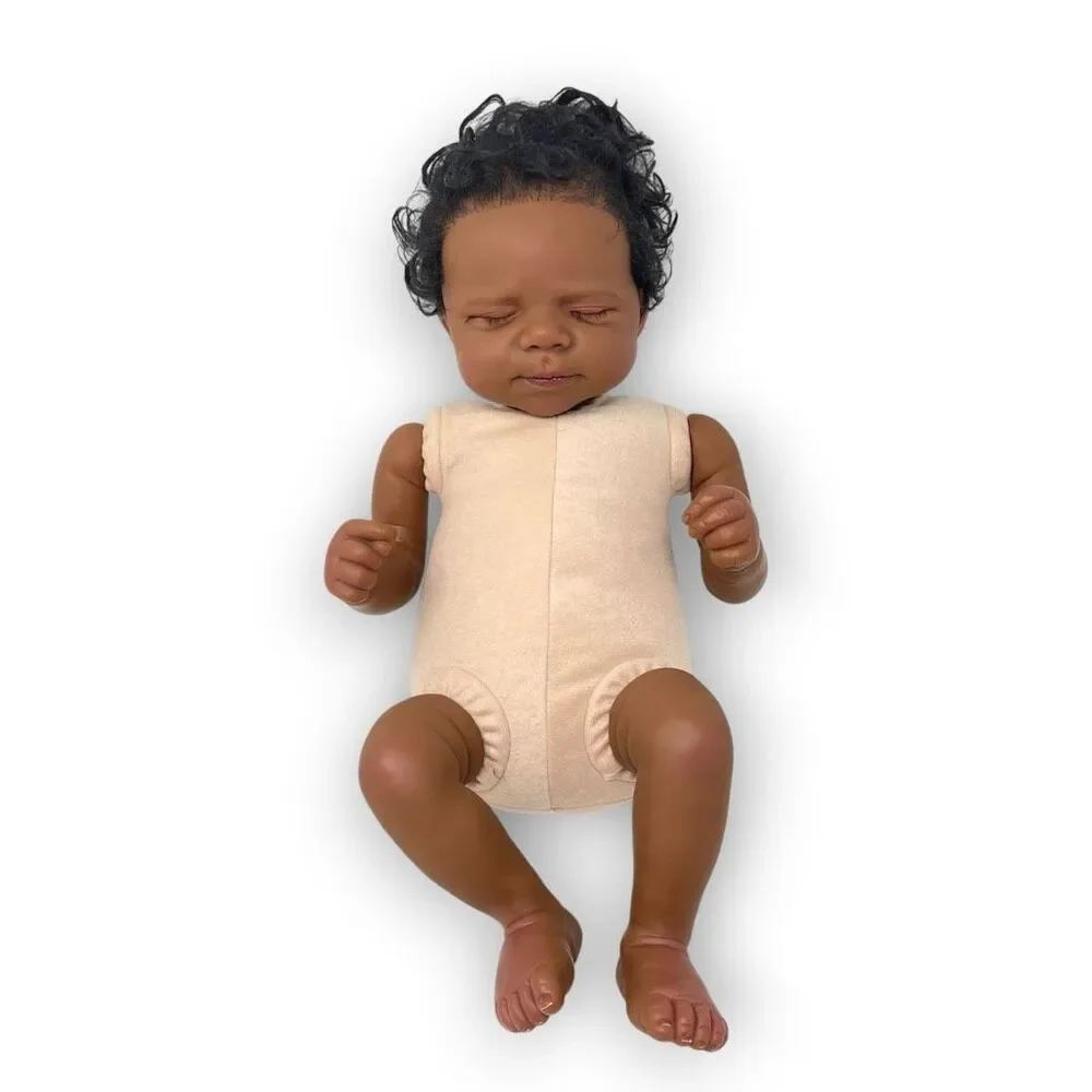 Joanna Kazmierczak Reborn Newborn Doll African American Soft Body 17” Preowned